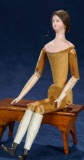 Early Grodnertal Wooden Doll with Waxed Complexion and Wig 1100/1500