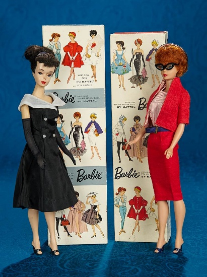 Brunette Barbie #3 with Rare Up-swept Hair, Original "Dressed Doll" Box and Costume 400/600