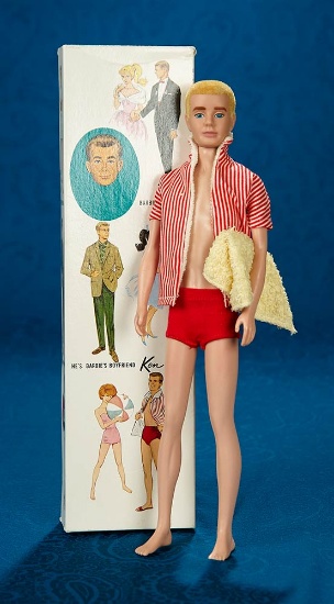 Blonde Flocked Hair Ken in Original Box with Swimsuit 150/250