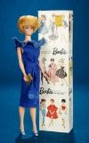 Blonde Bubble-Cut White Lip Barbie in Blue Knit Sheath Dress, Original Box 150/250
