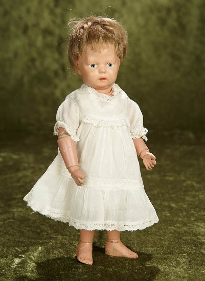 11" American wooden toddler by Schoenhut, rare size, original wig. $400/500
