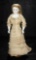 German Porcelain Lady Doll with Wig, Glass Eyes and Superb Costume 1200/1600