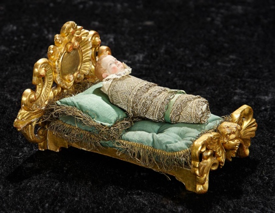 Early Taufling Baby in Cherub Gilded Bed 1600/2300