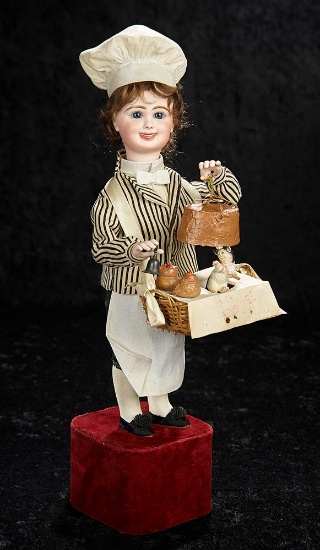 French Bisque Musical Automaton "Pastry Chef with Surprise" by Leopold Lambert, 203 7000/9500