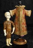 Rare 18th Century Carved Wooden and Bone Doll with Articulated Arms 2000/3000