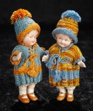 A Wonderful Pair of German Factory-Original All-Bisque Dolls 800/1000