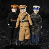 Three German Bisque Dollhouse Gentleman with Sculpted Caps 600/1100