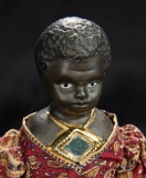 German Black-Complexioned Bisque Doll with Gilt Modeled Necklace 300/400