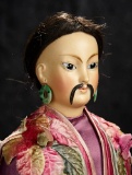 Extremely Rare French Bisque Portrait Poupee of Chinese Man with Sculpted Moustache 800/1100