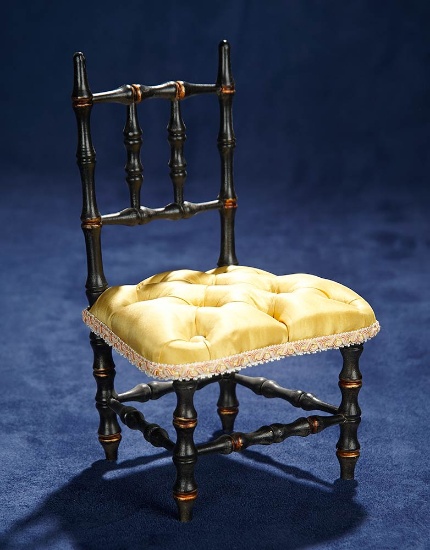 French Wooden Salon Chair with Golden Silk Tufted Seat 300/500