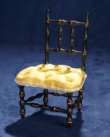 French Wooden Salon Chair with Golden Silk Tufted Seat 300/500