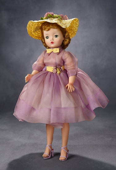 Cissy in Lilac Organdy Dress with Yellow Accents and Wide Brim Woven Hat, 1958 1600/2400