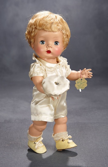 Most Endearing Lad as Ring Bearer in Original Ivory Satin Costume, 1950 400/600