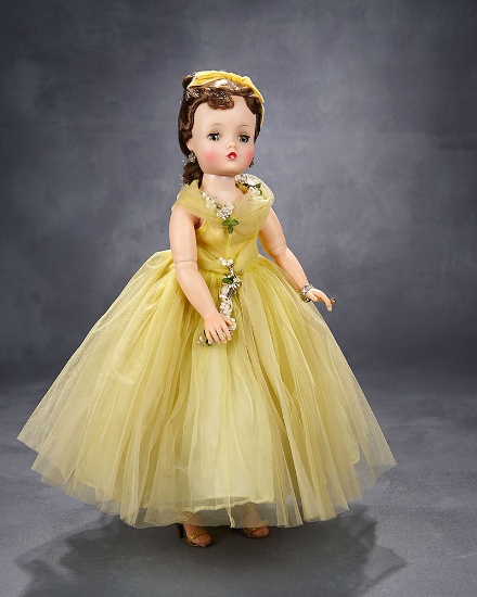 Splendid Brunette Cissy in Yellow Tulle Gown, Cascading Garlands, Alexander, 1958 2000/3000