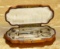 French Gilt Silver Sewing Necessaire in Richly-Inlaid Wooden Case 1500/2100