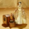 Grodnertal Wooden Miniature Doll with Trunk and Accessories 700/900