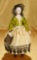 French Paper Mache Poupee in Original Taffeta Costume and Bonnet 700/900