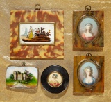 Five 1800s Miniature Paintings and Accessories  600/900
