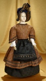 Grand French Paper Mache Poupee in Fine Antique Costume 1100/1500