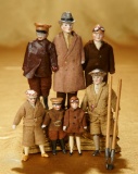 Seven German Bisque Occupational Dollhouse Dolls 1100/1500
