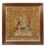 19th Century Needlework Scene in Walnut Frame 700/1100