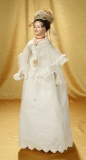 Early French Carton Poupee in Grand Size with Superb Original Drawn-Work Costume 3500/4500