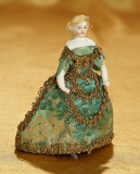 Tiny German Bisque Dollhouse Lady with Rare Hair Ornaments 300/500