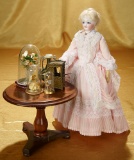 Petite French Bisque Painted Eye Poupee by Gaultier with Table and Accessories 1200/1600
