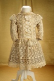 Beautiful Antique Embroidered Tulle Dress for Large Doll 300/500