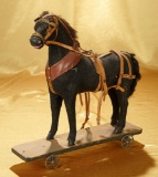 German Pull-Toy Horse with Elaborate Leather Harness 400/600