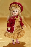 Wonderful German All-Bisque Miniature Doll by Kestner with Rare Pink Ankle Boots 1200/1500