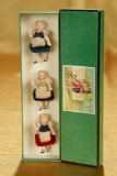 German Three Tiny All-Bisque Dolls by Carl Horn in Original Box 200/300