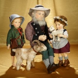 Very Rare Matched Numbered Set of American Felt Dolls by R. John Wright, Heidi Series 1700/2500