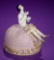 German Porcelain Flapper Half-Doll on Pincushion Candy Box 200/400