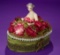 Beautiful Porcelain Half-Doll Posed on Flower-Bedecked Vanity Box for the French Market 600/800