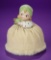 German Bisque Half-Doll with Cap and Muff on Pincushion 150/250