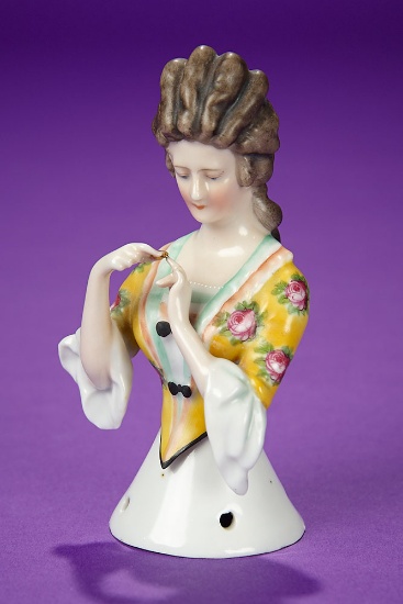 German Porcelain Half-Doll "Brown-Haired Lady with Ring" by Goebel 300/500