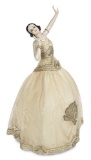 German Porcelain Half-Doll with Dramatic Eyes and Jewelry in Original Presentation 500/800