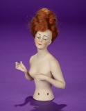 German Bisque Half-Doll with Original Auburn Mohair Wig 200/400