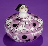 French Porcelain Art Deco Dresser Box with Harlequin Theme by Heldey  200/300