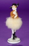 German Porcelain Powder Puff Doll in Highly-Stylized Costume 200/400