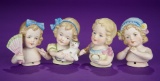Four German Bisque Half-Dolls Depicting Little Children 300/500