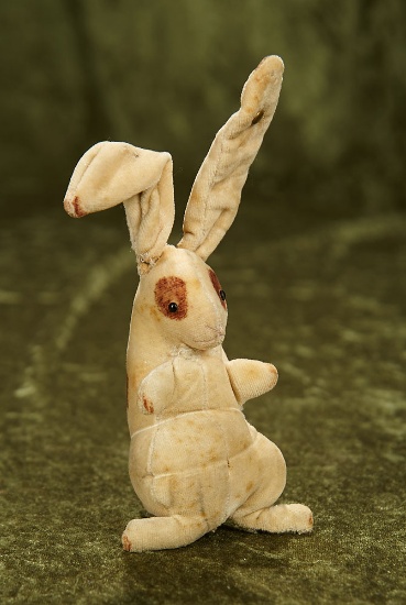 6" (including ears) Rare German velvet bunny by Steiff with blank button in ear. $400/500
