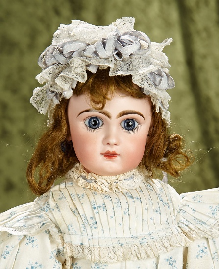 19" French bisque closed mouth bebe by Emile Jumeau with signed Jumeau shoes. $2800/3200