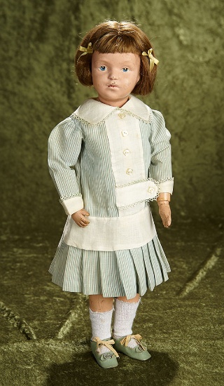 18" American wooden doll by Schoenhut with blue intaglio eyes. $400/600