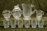 Doll's glassware set with rare animal and children designs, 4 1/2