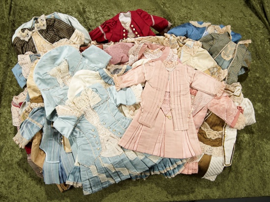 Thirty silk dresses in the French bebe style for 20"-28" bebes. $200/400