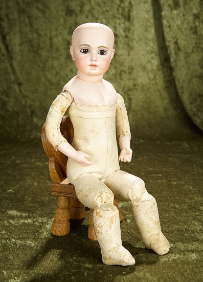 19" French bisque bebe by Leon Casimir Bru with rare painted teeth (some restoration). $5000/7500
