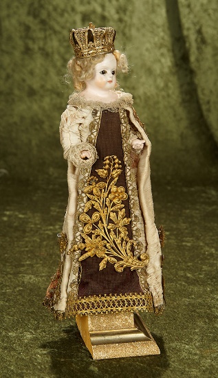 15" German Paper Mache Doll, Elaborate Ceremonial Costume, Flawless Complexion $600/800
