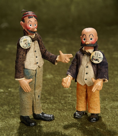 6"-8" Swiss Comic Characters, Mutt and Jeff, by Bucherer with Original Costumes. $600/900